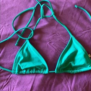 Teal triangle bikini top